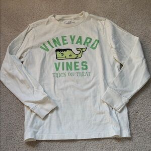 Vineyard Vines Cream Long Sleeve with Green Logo
